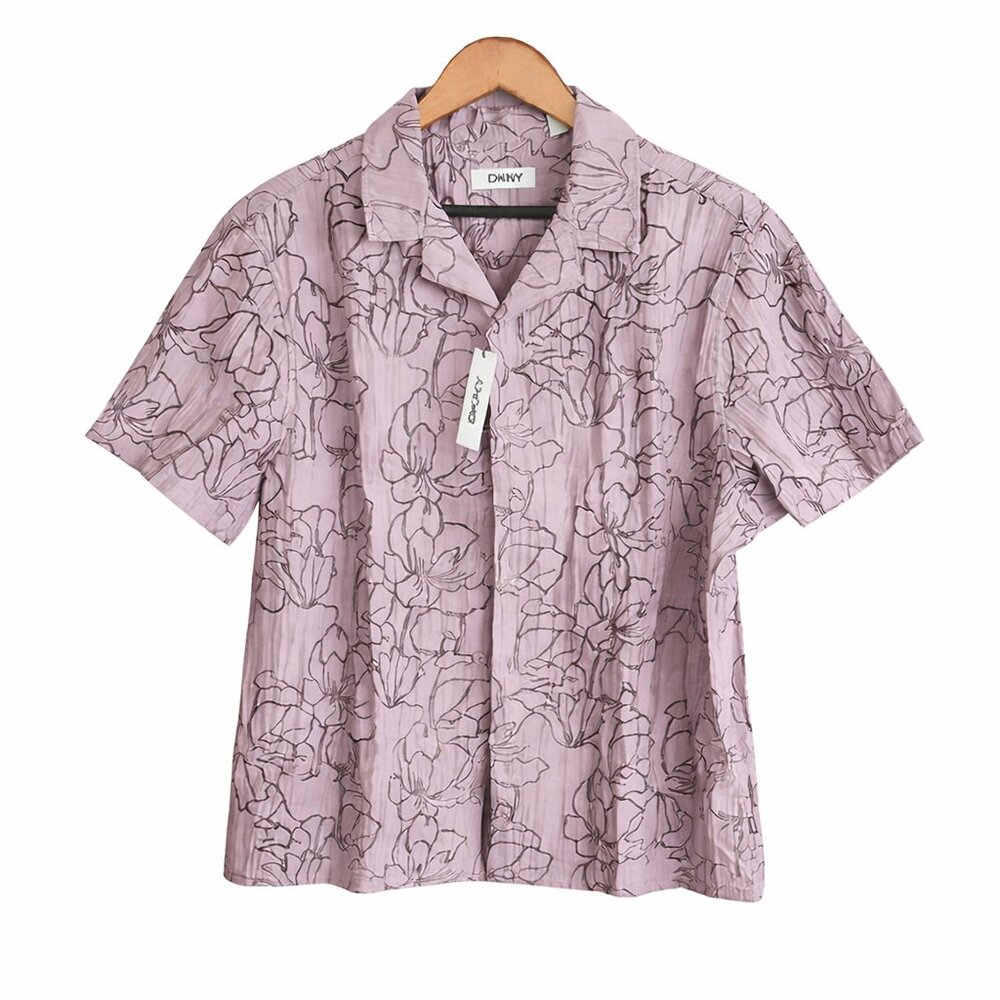 DKNY Men's Casual Shirt - Light Purple Floral